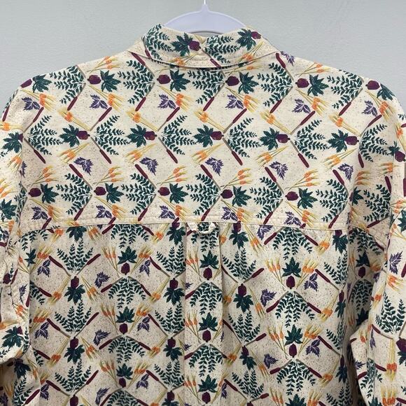 Vintage Columbia Gardening‎ Homestead Acorn Wheat Yellow Green Button Down Shirt - Picture 5 of 6